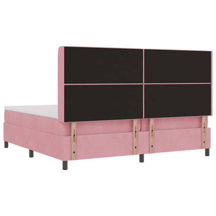 Box spring seng med madras med LED Lyserød 200 x 200 cm Fløjl