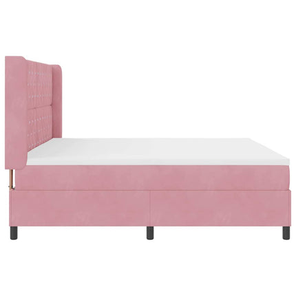 Box spring seng med madras med LED Lyserød 200 x 200 cm Fløjl