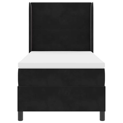 Box spring seng med LED-lysstrimler Sort 80 x 200 cm Fløjl