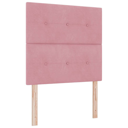 Box spring seng med LED-lysstrimler Lyserød 90 x 190 cm Fløjl
