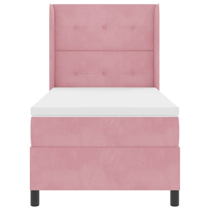 Box spring seng med LED-lysstrimler Lyserød 90 x 190 cm Fløjl
