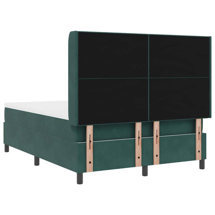 Box spring seng med LED-lysstrimler Grøn 140 x 190 cm Fløjl