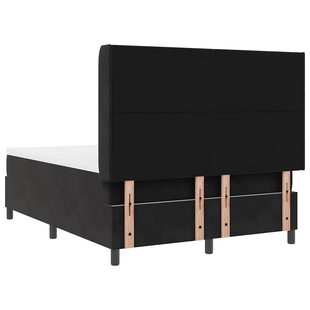 Box spring seng med LED-lysstrimler Sort 140 x 200 cm Fløjl