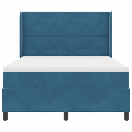 Box spring seng med LED-lysstrimler Blå 140 x 200 cm Fløjl