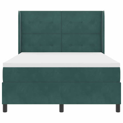 Box spring seng med hovedgærde Mørkegrøn 160 x 200 cm Fløjl