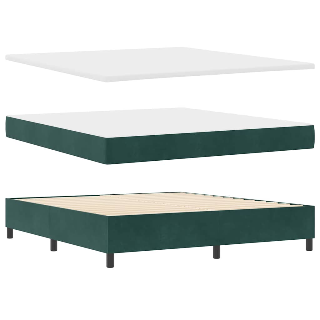 Box spring seng med madras med LED Mørkegrøn 180 x 200 cm Fløjl