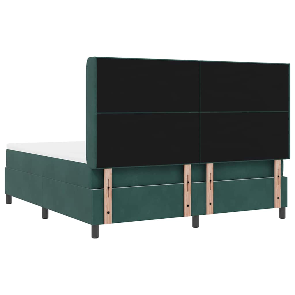 Box spring seng med madras med LED Mørkegrøn 180 x 200 cm Fløjl