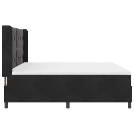 Box spring seng med LED-lysstrimler Sort 200 x 200 cm Fløjl