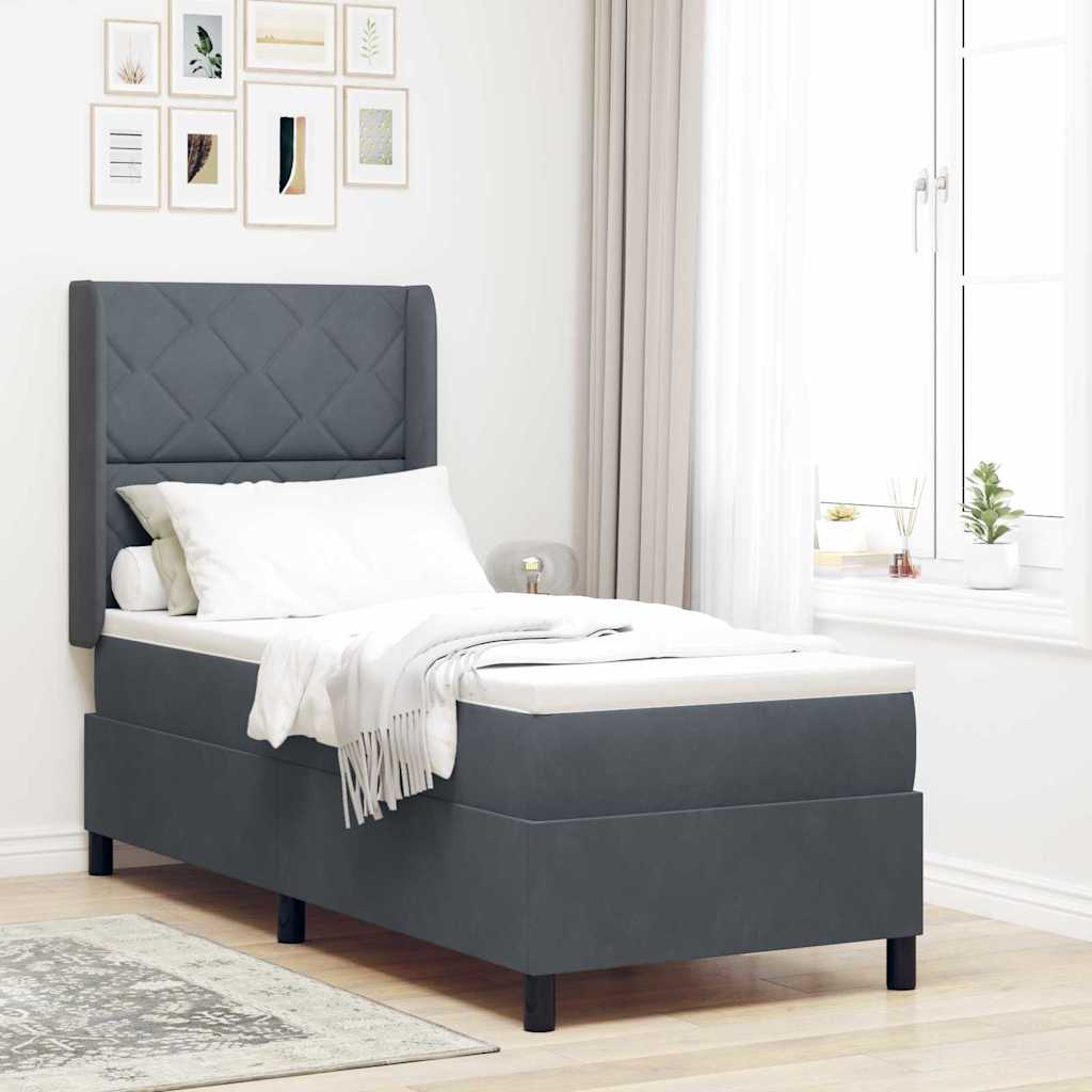 Box spring seng med LED-lysstrimler Mrkegr 80 x 200 cm Fljl