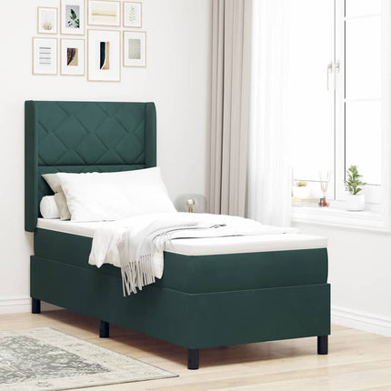 Box spring seng med LED-lysstrimler Mørkegrøn 80 x 200 cm Fløjl