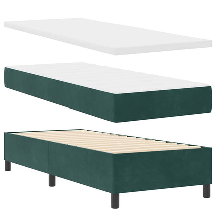 Box spring seng med LED-lysstrimler Mørkegrøn 80 x 200 cm Fløjl