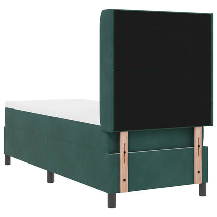 Box spring seng med LED-lysstrimler Mørkegrøn 80 x 200 cm Fløjl
