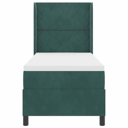 Box spring seng med LED-lysstrimler Mørkegrøn 80 x 200 cm Fløjl
