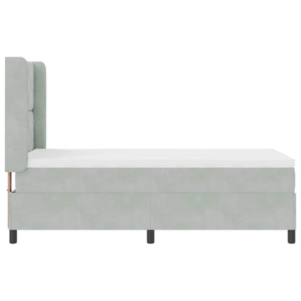Box spring seng med LED-lysstrimler Lysegrå 90 x 190 cm Fløjl