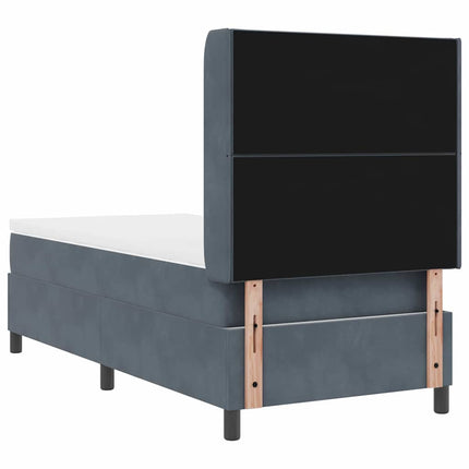 Box spring seng med LED-lysstrimler Mørkegrå 90 x 190 cm Fløjl