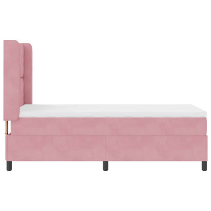 Box spring seng med LED-lysstrimler Lyserød 90 x 190 cm Fløjl