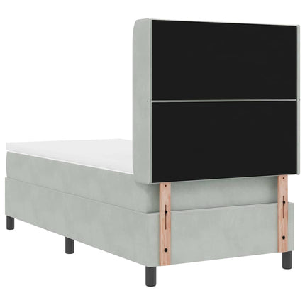 Box spring seng med LED-lysstrimler Lysegrå 90 x 200 cm Fløjl