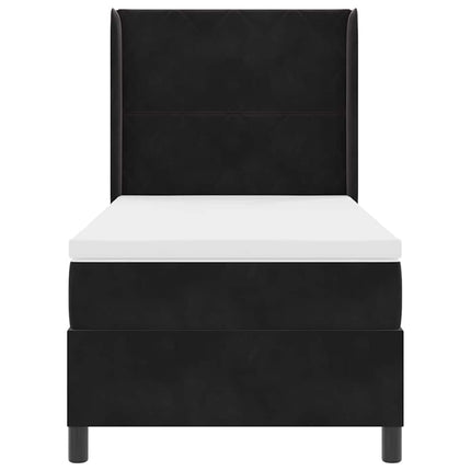 Box spring seng med LED-lysstrimler Sort 90 x 200 cm Fløjl