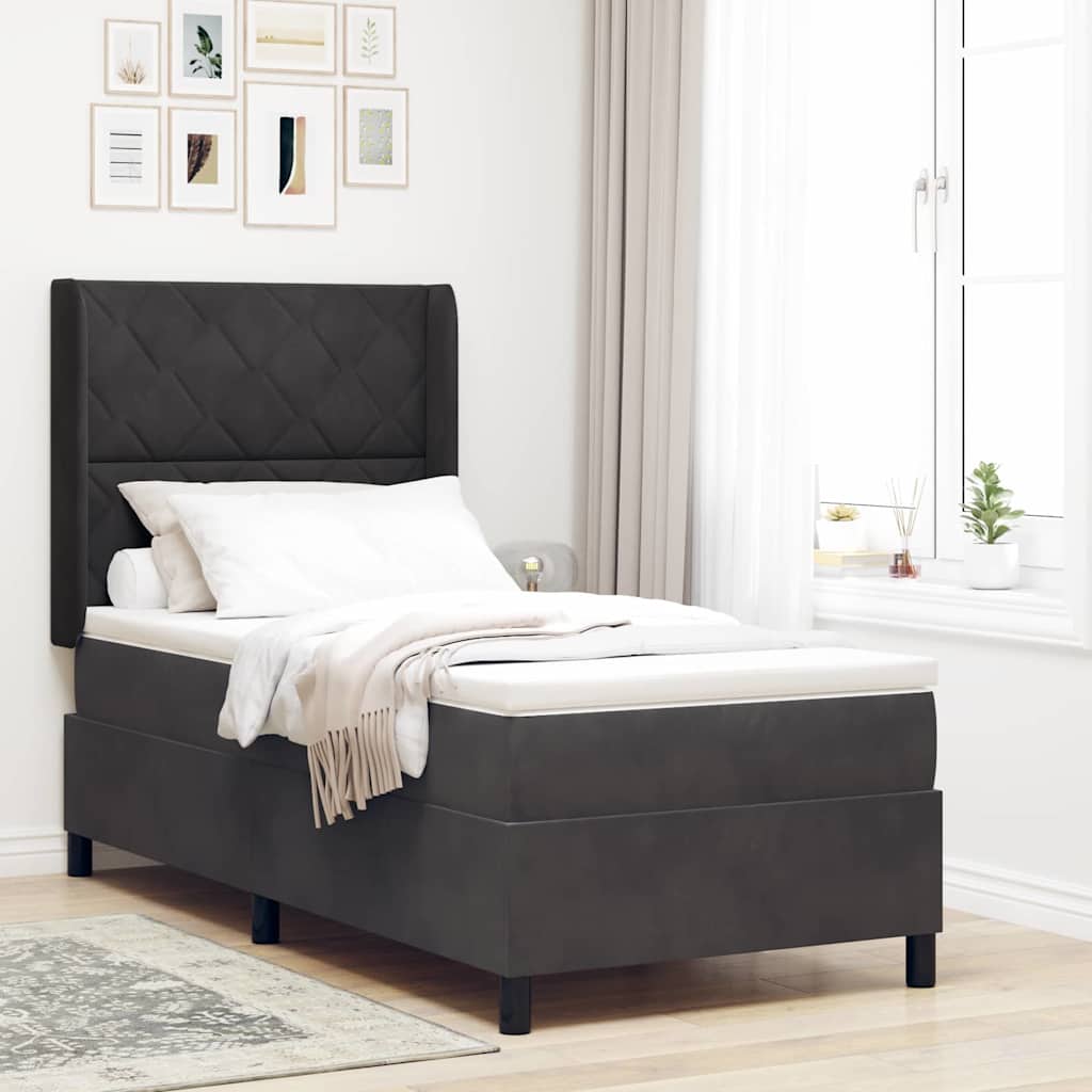 Box spring seng med LED-lysstrimler Sort 100 x 200 cm Fljl