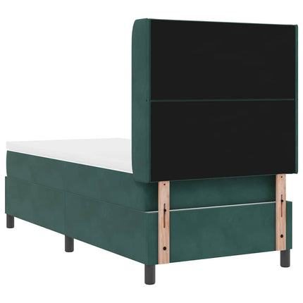 Box spring seng med hovedgærde Mørkegrøn 100 x 200 cm Fløjl