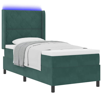 Box spring seng med hovedgærde Mørkegrøn 100 x 200 cm Fløjl