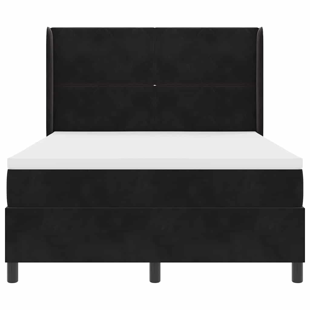 Box spring seng med LED-lysstrimler Sort 140 x 190 cm Fløjl