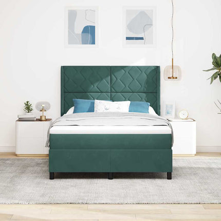 Box spring seng med hovedgærde Mørkegrøn 160 x 200 cm Fløjl