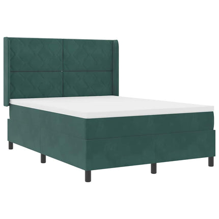 Box spring seng med hovedgærde Mørkegrøn 160 x 200 cm Fløjl