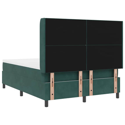 Box spring seng med hovedgærde Mørkegrøn 160 x 200 cm Fløjl