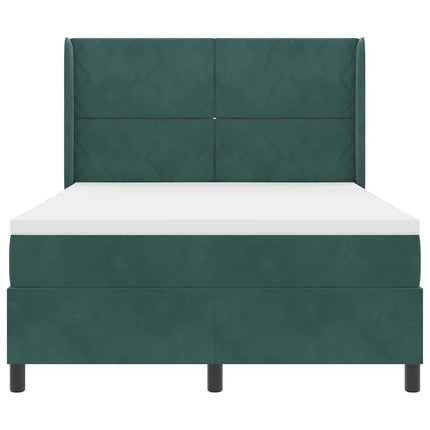 Box spring seng med hovedgærde Mørkegrøn 160 x 200 cm Fløjl