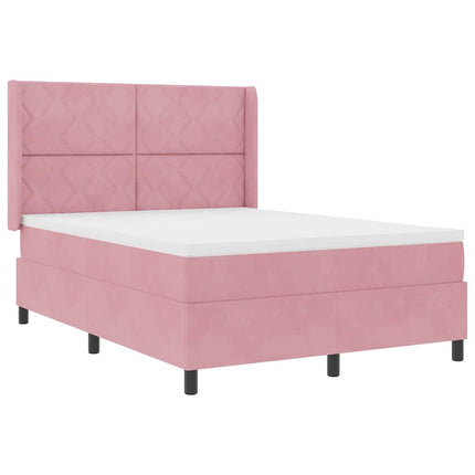 Box spring seng med LED-lysstrimler Lyserød 160 x 200 cm Fløjl