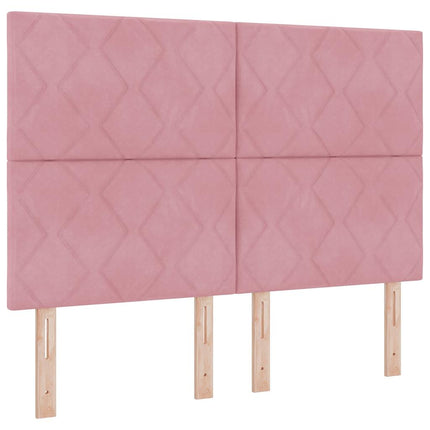 Box spring seng med LED-lysstrimler Lyserød 160 x 200 cm Fløjl