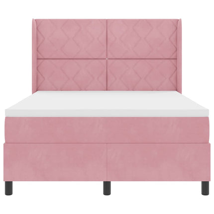 Box spring seng med LED-lysstrimler Lyserød 160 x 200 cm Fløjl