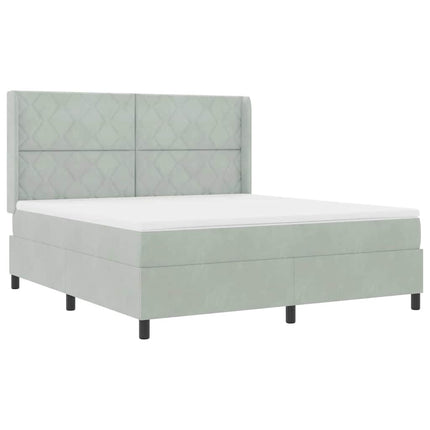 Box spring seng med LED-lysstrimler Lysegrå 180 x 200 cm Fløjl