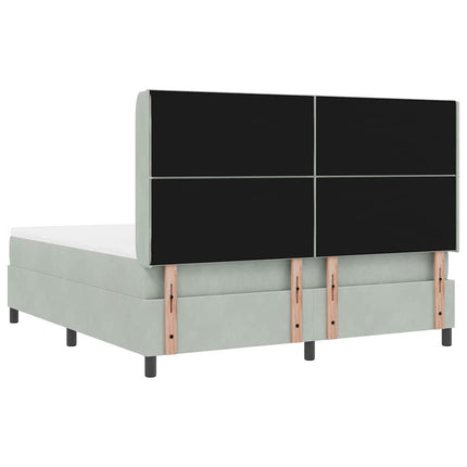 Box spring seng med LED-lysstrimler Lysegrå 180 x 200 cm Fløjl