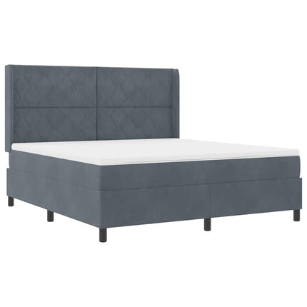 Box spring seng med LED-lysstrimler Mørkegrå 180 x 200 cm Fløjl