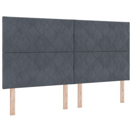 Box spring seng med LED-lysstrimler Mørkegrå 180 x 200 cm Fløjl