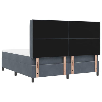 Box spring seng med LED-lysstrimler Mørkegrå 180 x 200 cm Fløjl