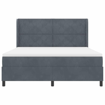 Box spring seng med LED-lysstrimler Mørkegrå 180 x 200 cm Fløjl