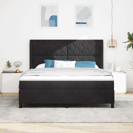 Box spring seng med LED-lysstrimler Sort 180 x 200 cm Fløjl