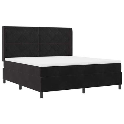 Box spring seng med LED-lysstrimler Sort 180 x 200 cm Fløjl
