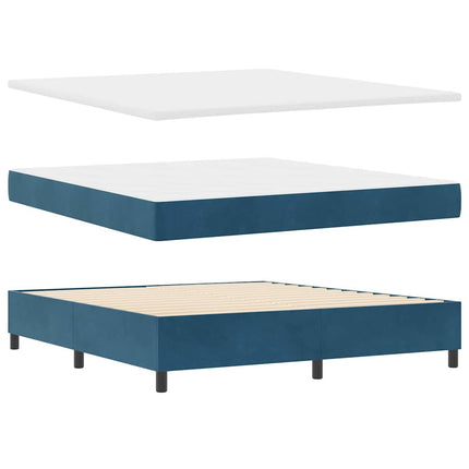 Box spring seng med LED-lysstrimler Blå 180 x 200 cm Fløjl