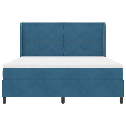 Box spring seng med LED-lysstrimler Blå 180 x 200 cm Fløjl