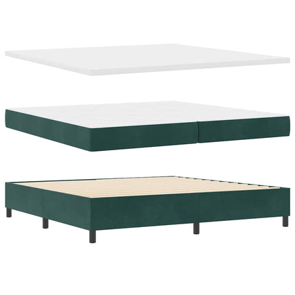 Box spring seng med hovedgærde Mørkegrøn 200 x 200 cm Fløjl