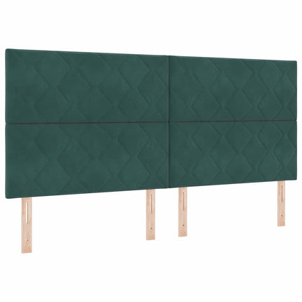 Box spring seng med hovedgærde Mørkegrøn 200 x 200 cm Fløjl