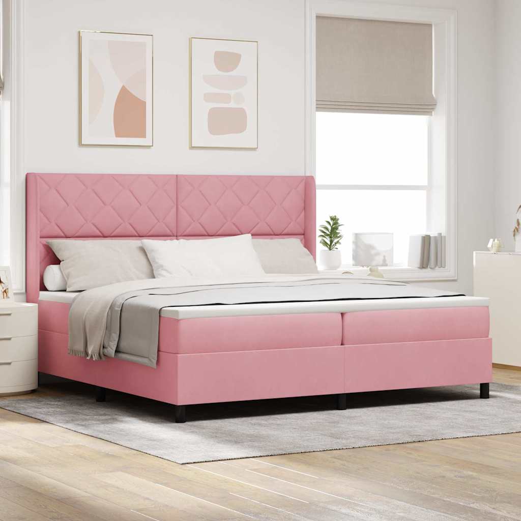 Box spring seng med LED-lysstrimler Lyserd 200 x 200 cm Fljl