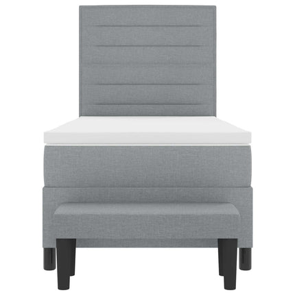 Box spring seng med hovedgærde Lysegrå 80 x 200 cm Stof