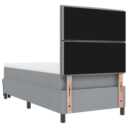 Box spring seng med hovedgærde Lysegrå 90 x 190 cm Stof