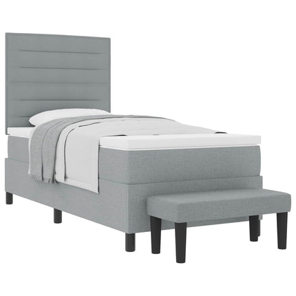 Box spring seng med hovedgærde Lysegrå 90 x 200 cm Stof
