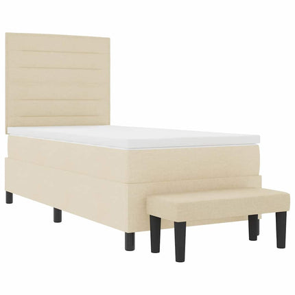 Box spring seng med hovedgærde Creme 90 x 200 cm Stof